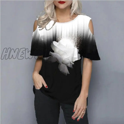 xsrrr Plus size 5xl Women Female Blouse Shirt Loose Casual Ladies Tee Shirt New Summer Street hipster Print Tops Half Sleeve