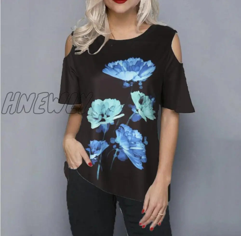 xsrrr Plus size 5xl Women Female Blouse Shirt Loose Casual Ladies Tee Shirt New Summer Street hipster Print Tops Half Sleeve