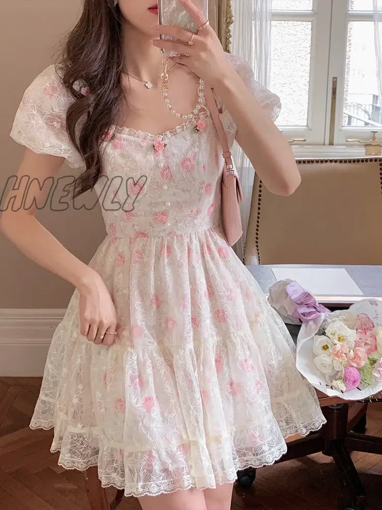 xsrrr Print Floral Kawaii Sweet Dress Women Red Christmas Elegant Party Mini Dress New Off Shoulder France Cute Strap Dress Fairy