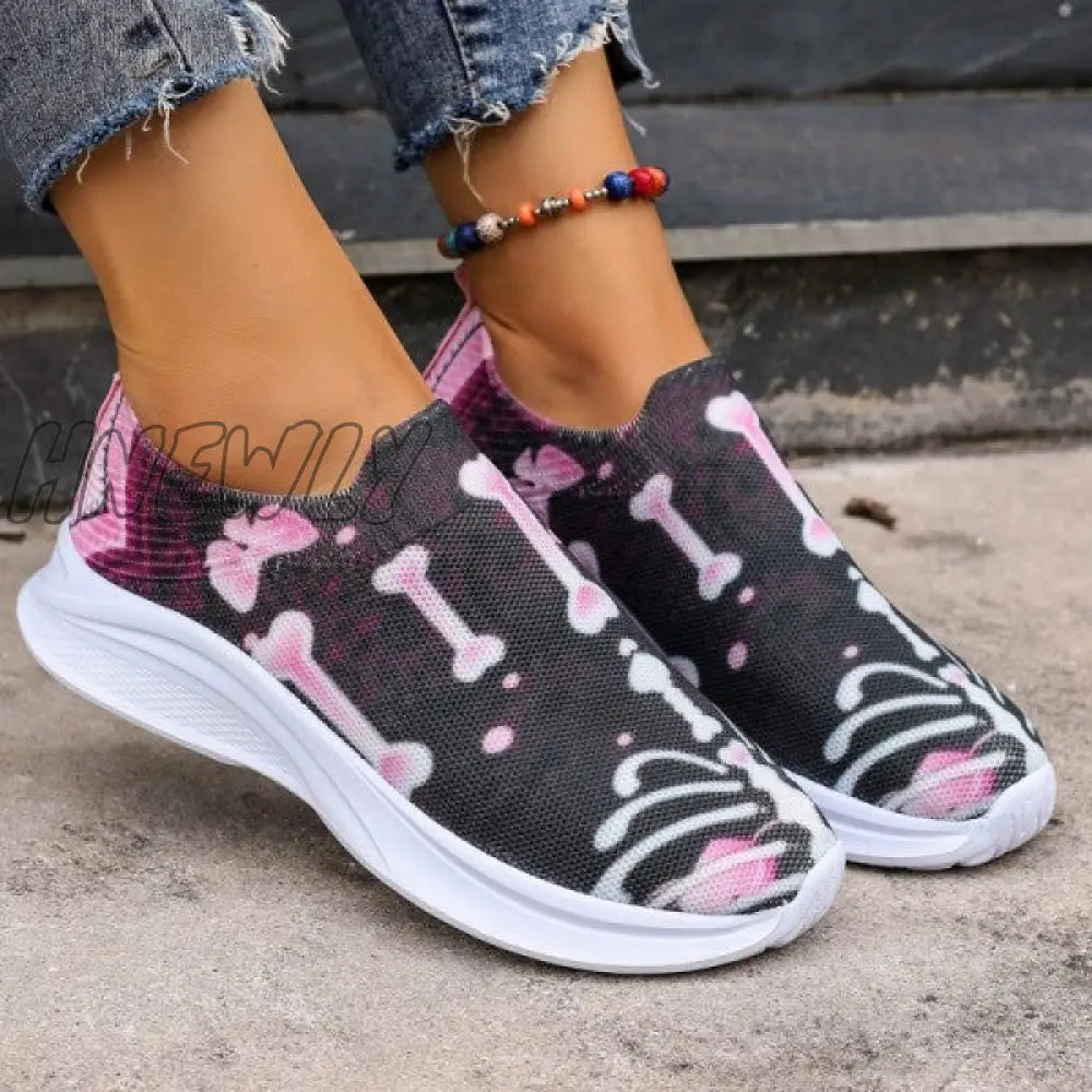 xsrrr - Purple Casual Patchwork Printing Round Comfortable Out Door Shoes