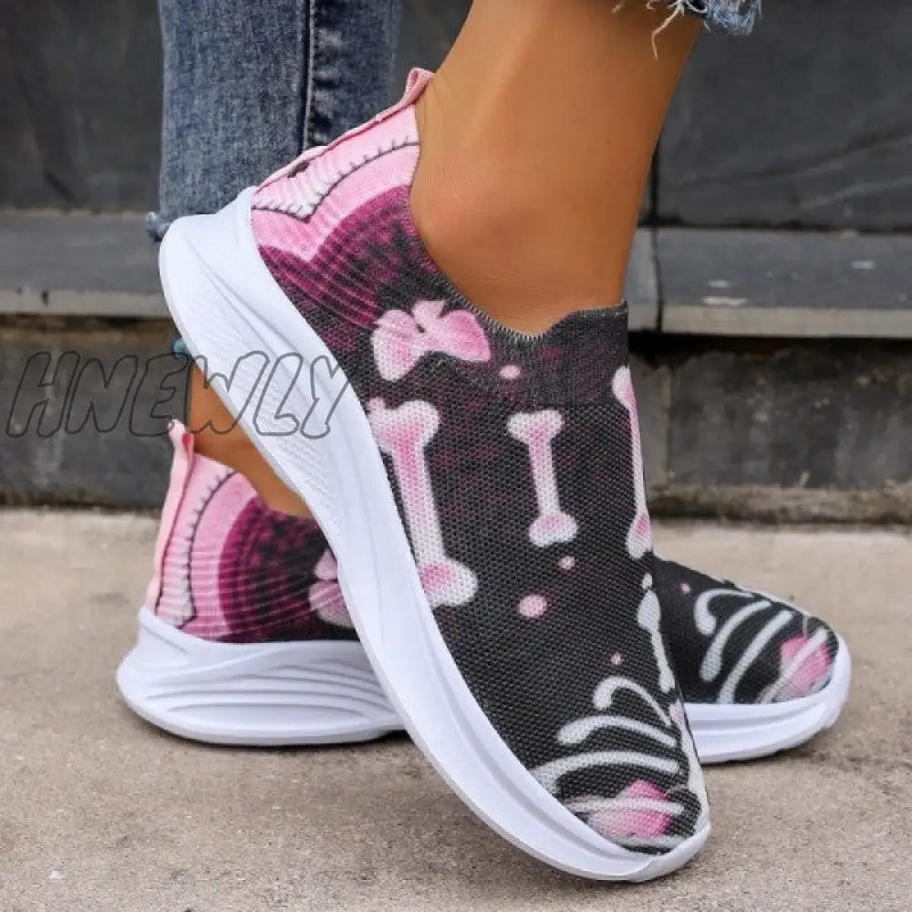 xsrrr - Purple Casual Patchwork Printing Round Comfortable Out Door Shoes