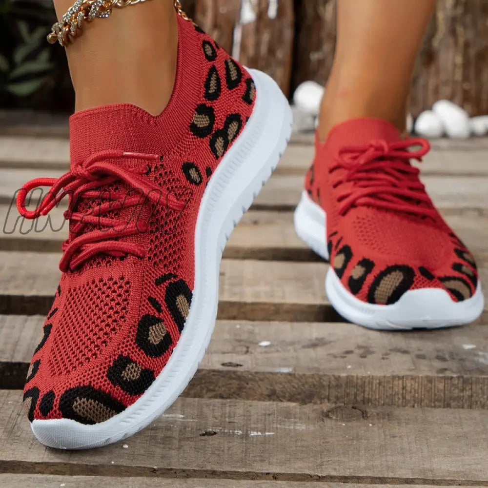 xsrrr - Red Casual Sportswear Daily Patchwork Frenulum Round Comfortable Shoes