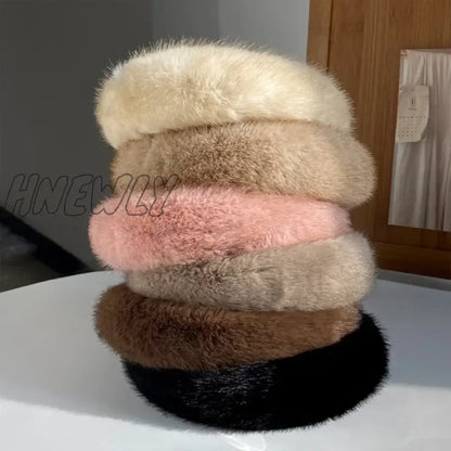 Hnewly Retro Winter Imitation Mink Fur Faux Fur Hairbands Women Girls Plush Widen Thicken Soft Hair Hoop Hair Accessories Headband