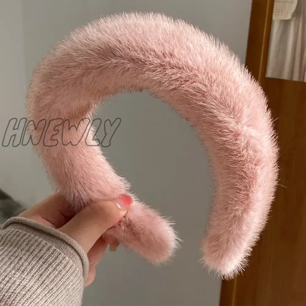 Hnewly Retro Winter Imitation Mink Fur Faux Fur Hairbands Women Girls Plush Widen Thicken Soft Hair Hoop Hair Accessories Headband