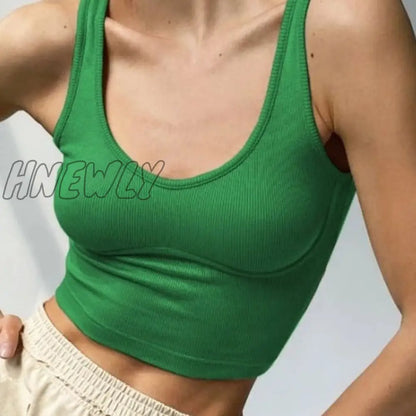 xsrrr Rib Knit Green Women's Tank Top Summer Casual Basic Skinny Vest Sleeveless White Off Shoulder Y2K Sexy Woman Crop Top