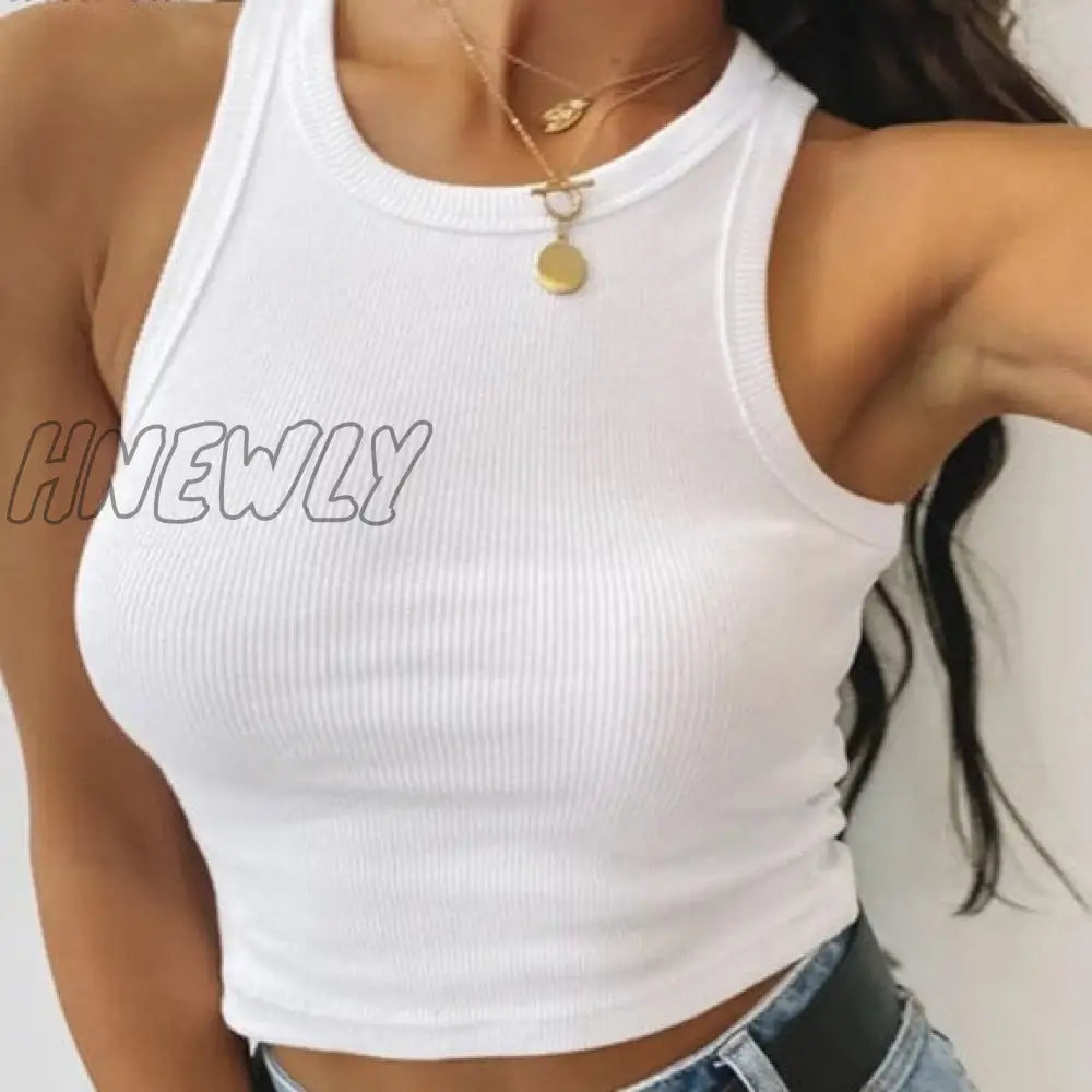 xsrrr Rib Knit Green Women's Tank Top Summer Casual Basic Skinny Vest Sleeveless White Off Shoulder Y2K Sexy Woman Crop Top