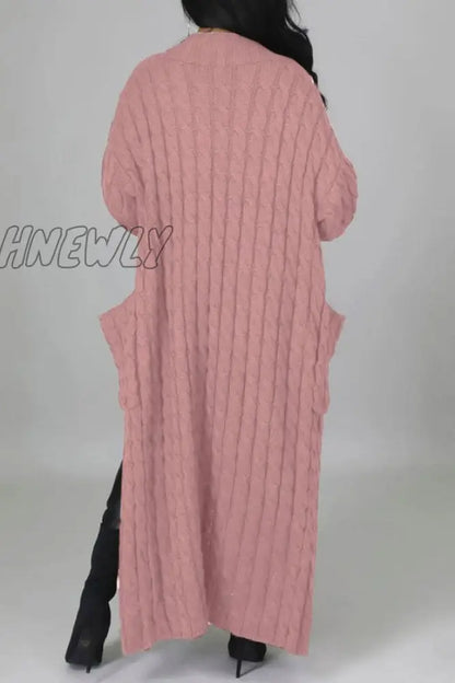 xsrrr - Rose Red Casual Street Solid Slit Cardigan Weave Outerwear