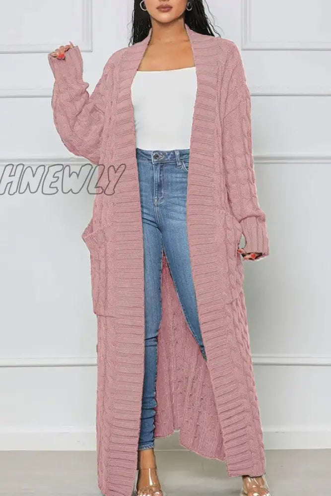 xsrrr - Rose Red Casual Street Solid Slit Cardigan Weave Outerwear