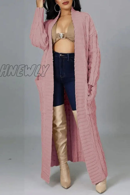 xsrrr - Rose Red Casual Street Solid Slit Cardigan Weave Outerwear