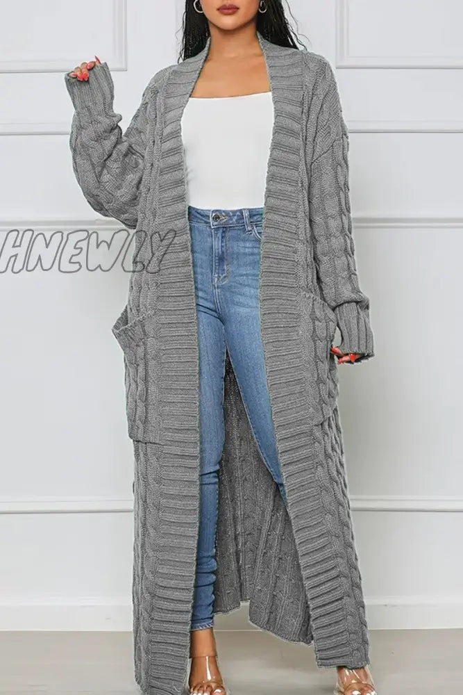 xsrrr - Rose Red Casual Street Solid Slit Cardigan Weave Outerwear