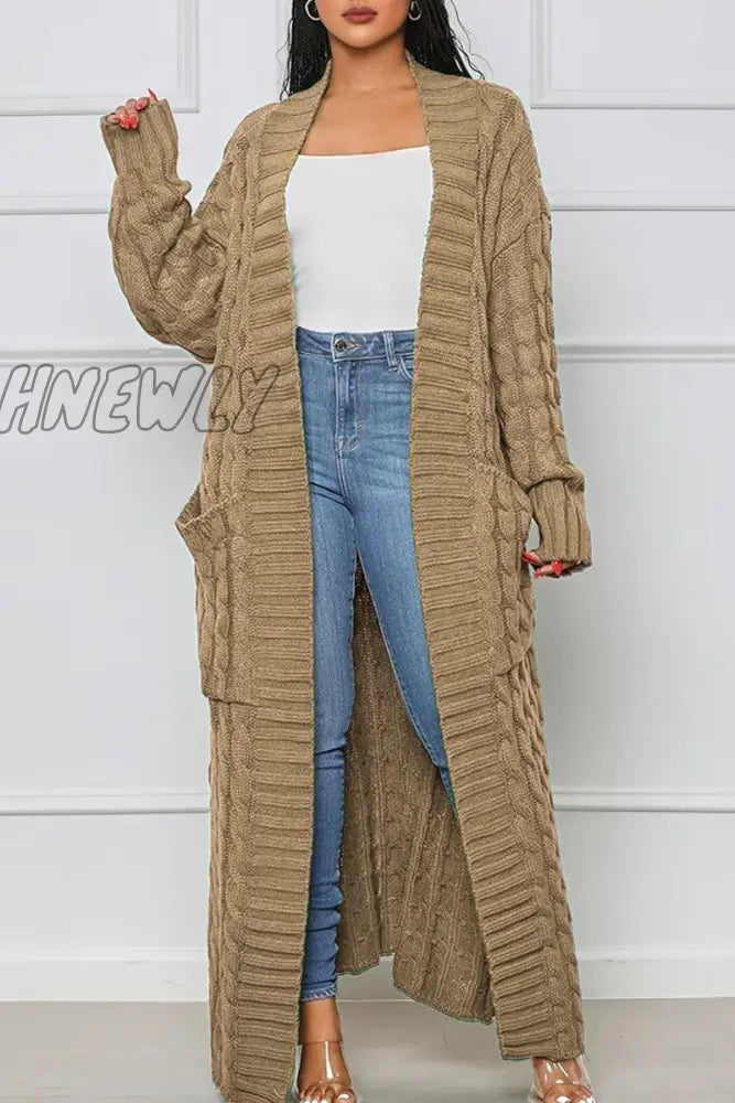 xsrrr - Rose Red Casual Street Solid Slit Cardigan Weave Outerwear