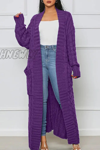 xsrrr - Rose Red Casual Street Solid Slit Cardigan Weave Outerwear