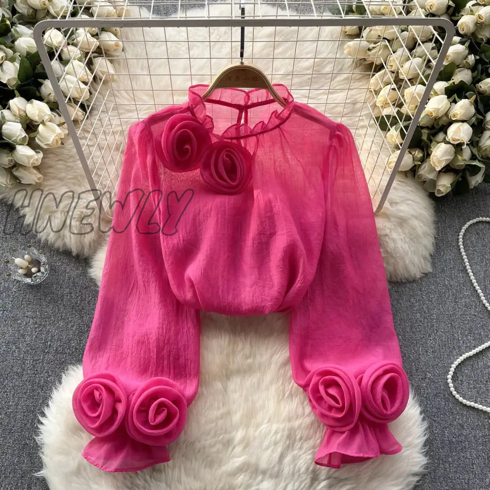 xsrrr Ruffle Chiffon Blouse Summer Women Lantern Sleeve Fashion Slim Loose Vacation Ladies Y2K Casual Chic Tops