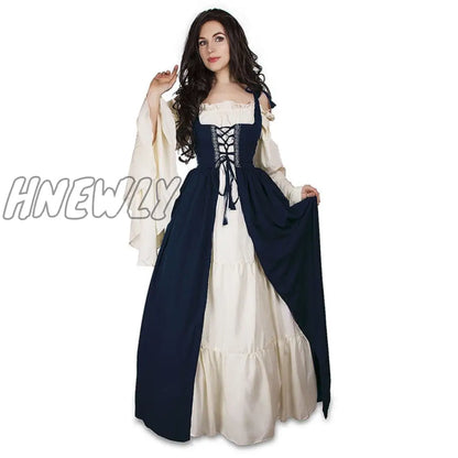 xsrrr S-6XL Medieval Punk Dress Cosplay Halloween Costumes Women Palace Carnival Party Disguise Princess Female Victorian Vestido Robe