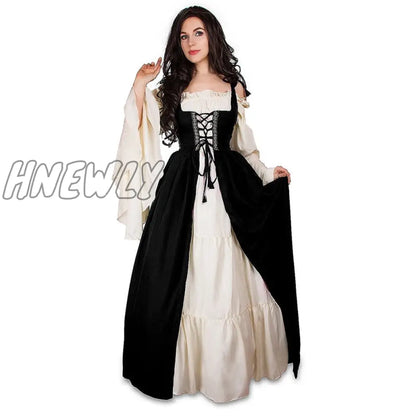 xsrrr S-6XL Medieval Punk Dress Cosplay Halloween Costumes Women Palace Carnival Party Disguise Princess Female Victorian Vestido Robe