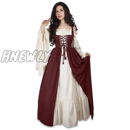 xsrrr S-6XL Medieval Punk Dress Cosplay Halloween Costumes Women Palace Carnival Party Disguise Princess Female Victorian Vestido Robe