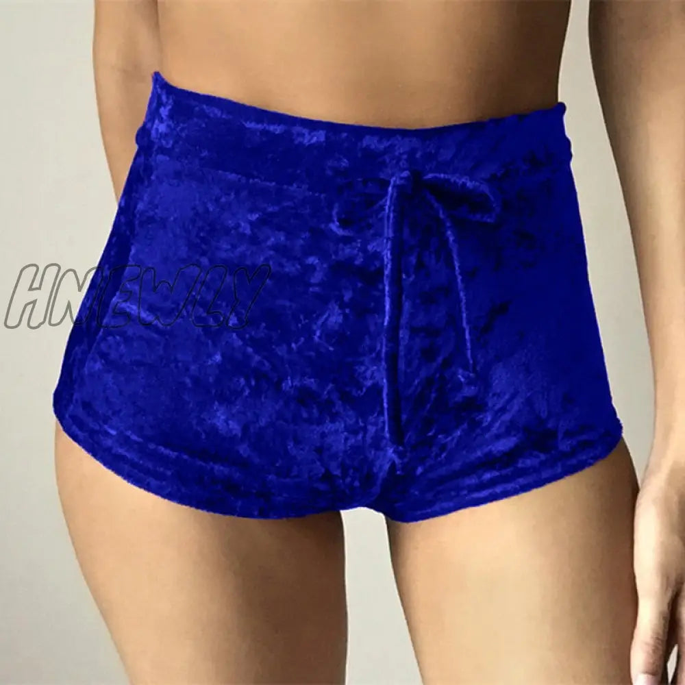 xsrrr S-XL women velvet drawstring shorts casual high waist winter sexy skinny booty shorts feminino