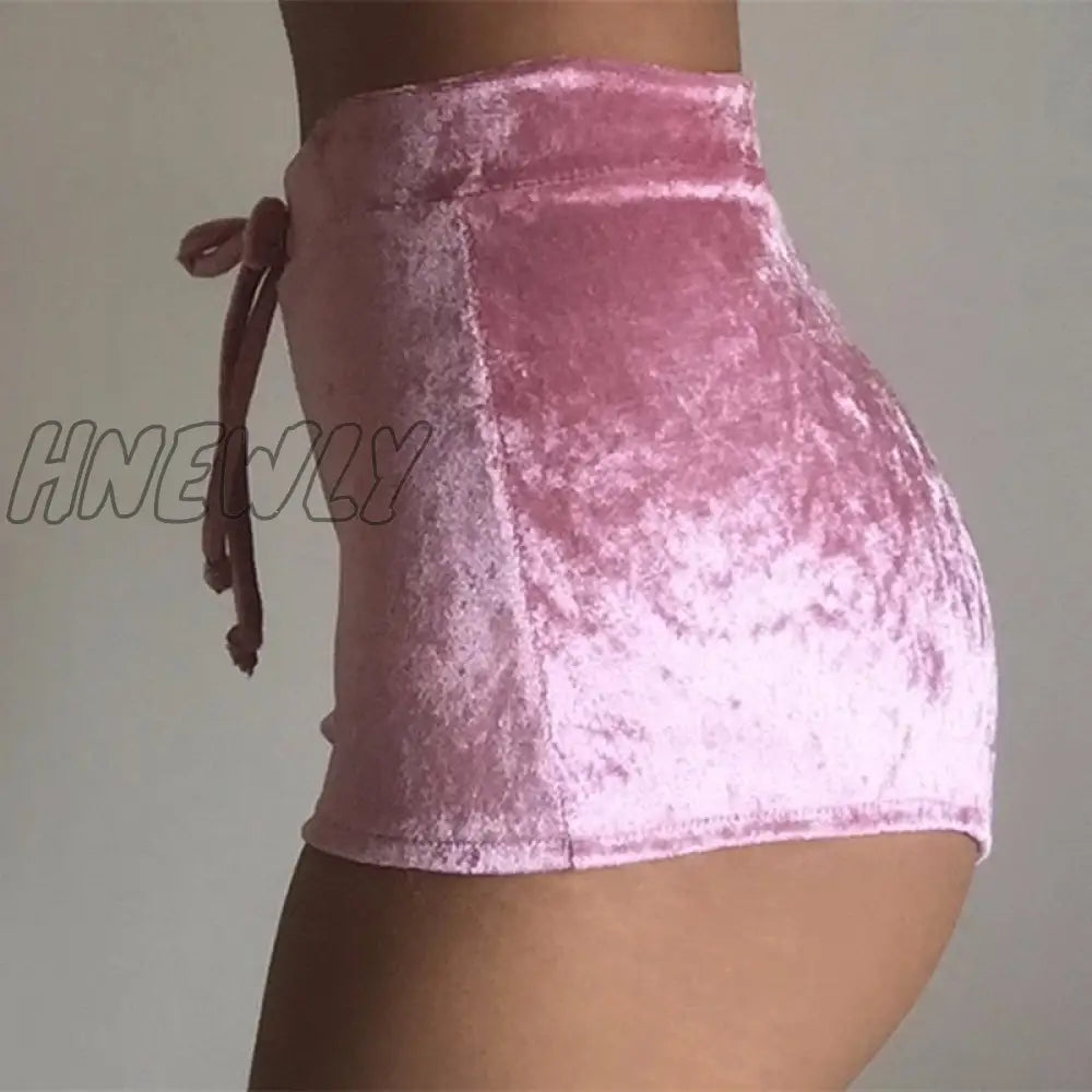 xsrrr S-XL women velvet drawstring shorts casual high waist winter sexy skinny booty shorts feminino