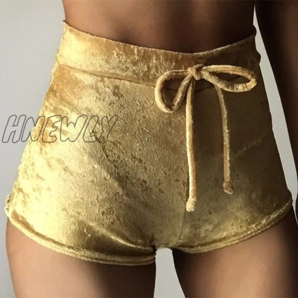 xsrrr S-XL women velvet drawstring shorts casual high waist winter sexy skinny booty shorts feminino