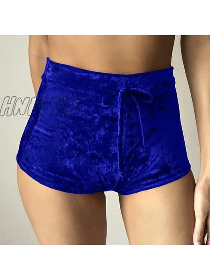 xsrrr S-XL women velvet drawstring shorts casual high waist winter sexy skinny booty shorts feminino