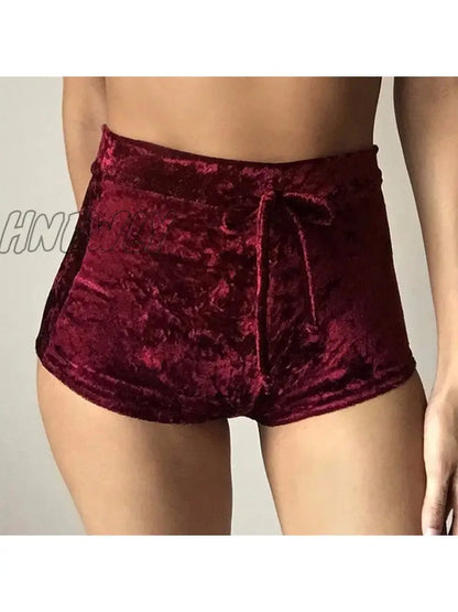 xsrrr S-XL women velvet drawstring shorts casual high waist winter sexy skinny booty shorts feminino