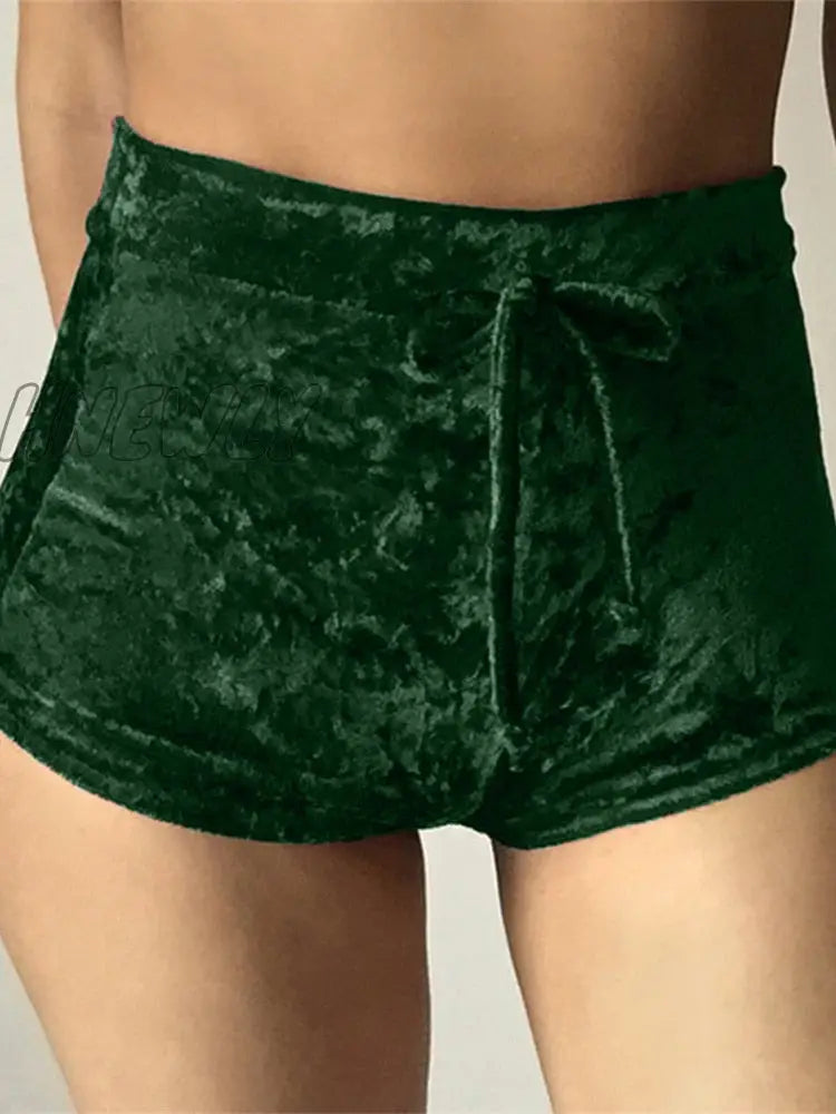 xsrrr S-XL women velvet drawstring shorts casual high waist winter sexy skinny booty shorts feminino