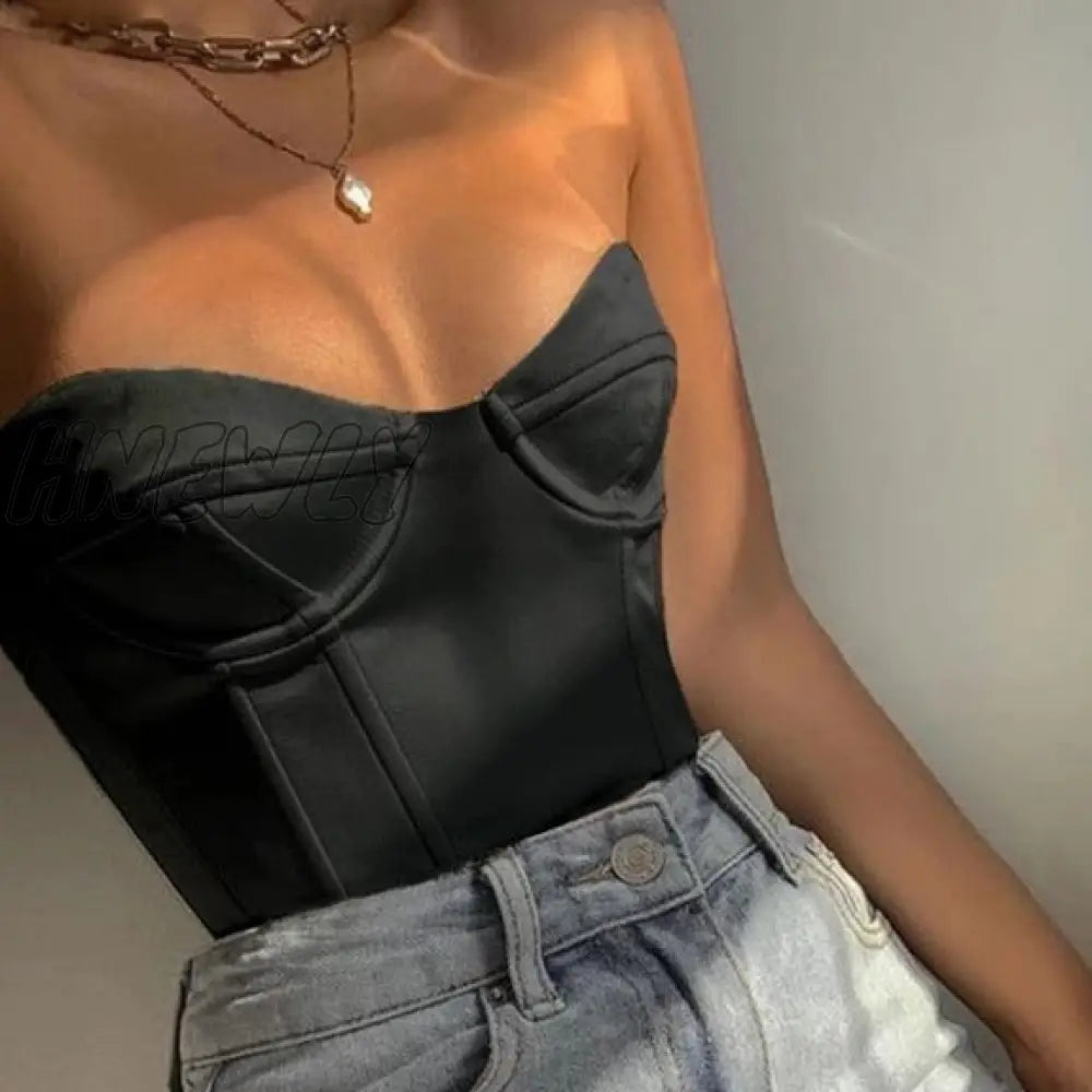 xsrrr Satin Corset Crop Top with Cups Strapless Spring Summer Sexy Off Shoulder Party Sleeveless Bustier Tank Tops Women Trendy Summer Fits