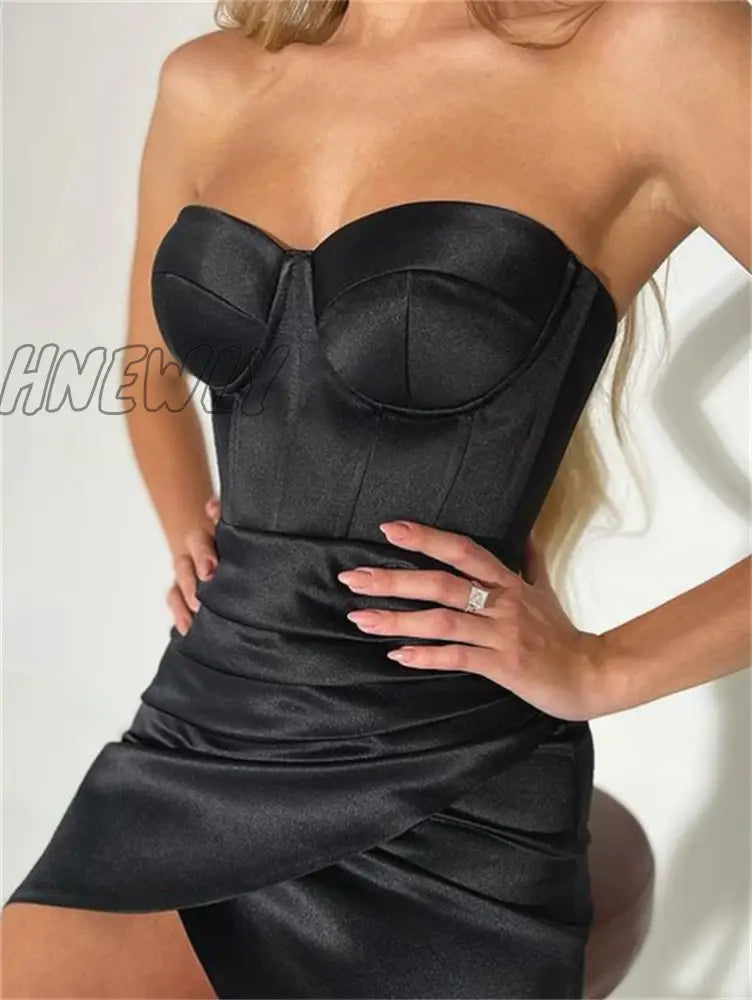 xsrrr Satin Corset Crop Top with Cups Strapless Spring Summer Sexy Off Shoulder Party Sleeveless Bustier Tank Tops Women Trendy Summer Fits