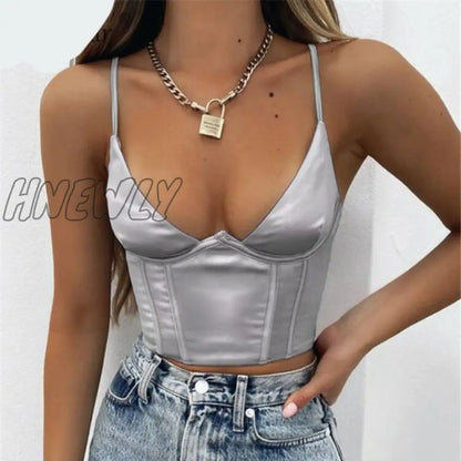 xsrrr Satin Corset Tops Women Wrap V Neck Floral Tanks Camis  Sexy Bustier Summer Tube Crop Tops Festival Outfit