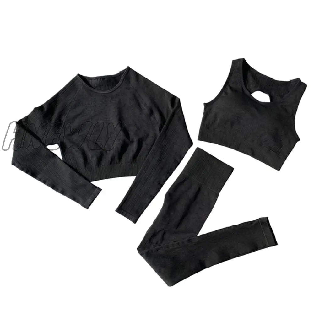 Hnewly Seamless Yoga Set Women Two 2 Piece Long Sleeve Crop Top T-Shirt Leggings Tracksuit Outfit Clothes Gym Wear Sport FitnessWomen Coat for Winter