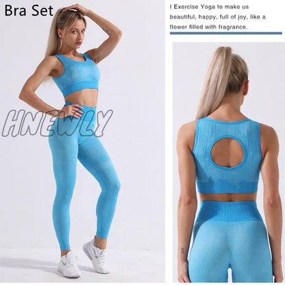 Hnewly Seamless Yoga Set Women Two 2 Piece Long Sleeve Crop Top T-Shirt Leggings Tracksuit Outfit Clothes Gym Wear Sport FitnessWomen Coat for Winter