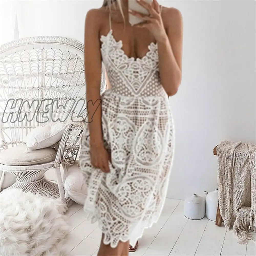 xsrrr Sexy Deep V Neck Backless Lace Dresses Women Vintage Flroal White Summer Dress Boho Ladies Party Vestidos Long Robe