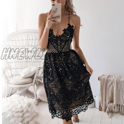 xsrrr Sexy Deep V Neck Backless Lace Dresses Women Vintage Flroal White Summer Dress Boho Ladies Party Vestidos Long Robe