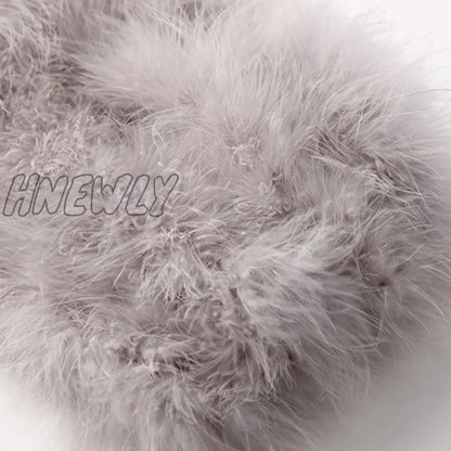 xsrrr Sexy Feather Cropped Tank Top Women Fashion Fluffy Backless Solid Tube Tops Female Spring Summer Lady New Party Club Vest Trendy Summer Fits