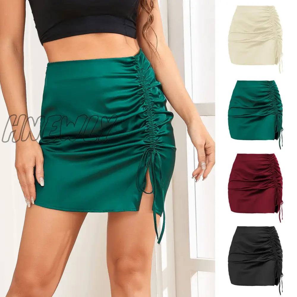 xsrrr Sexy Lace Up A-Line Bodycon Skirts Summer High Elastic Waist Women Ribbon Skirt