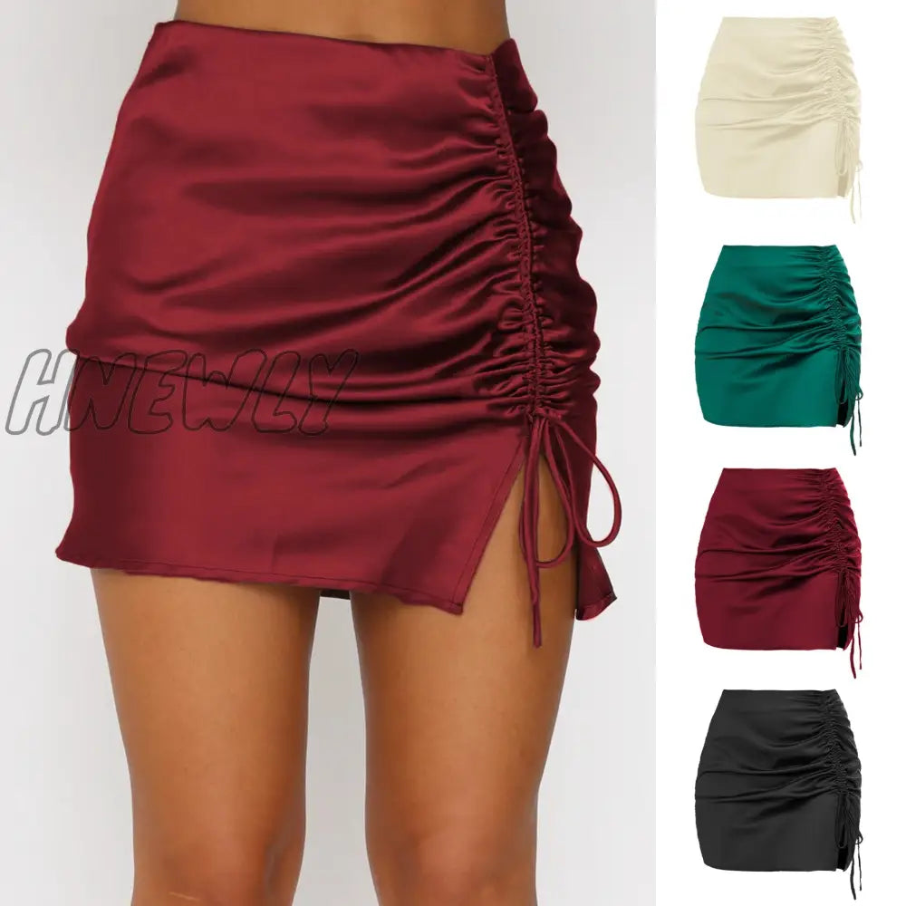 xsrrr Sexy Lace Up A-Line Bodycon Skirts Summer High Elastic Waist Women Ribbon Skirt