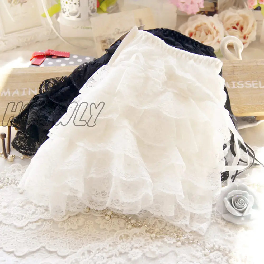 xsrrr Sexy Multilayer Lace Shorts Women Summer Ribbons Ruffles Elastic Waist Cake Shorts Cute Bottoming Lolita Shorts for Sweet Girls