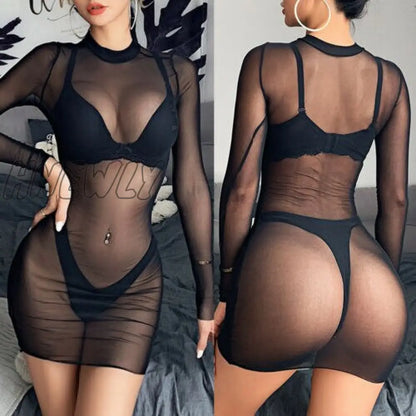 xsrrr Sexy Women Beach Dress Mesh Bathing Suit Cover Up Sheer Bikini Vestido Swimwear Clubwear Robe Saida De Praia See Through Dresses Winter Night Out Outfit