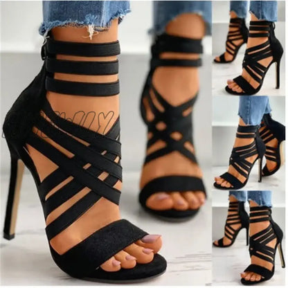 xsrrr Shoes for Women Summer Pump Women High Heel Sandals Zipper Fashion High Heels Sexy Ladies Plus Size Shoes 35-43 Heels Women