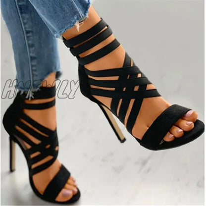 xsrrr Shoes for Women Summer Pump Women High Heel Sandals Zipper Fashion High Heels Sexy Ladies Plus Size Shoes 35-43 Heels Women