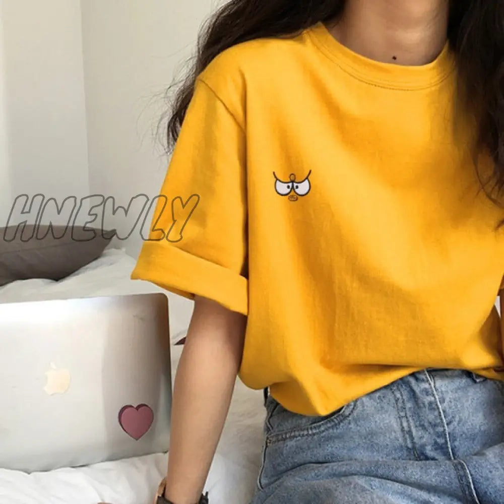 Hnewly Short Sleeve T-shirts Women Summer Embroidery Loose Korean Style Simple All-match Trendy Causal Chic Girls Ins BF Tees Daily New Trendy Summer Fits