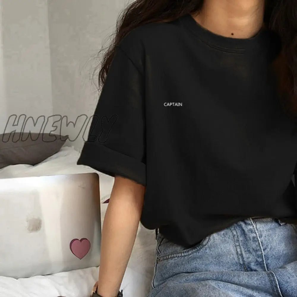 Hnewly Short Sleeve T-shirts Women Summer Embroidery Loose Korean Style Simple All-match Trendy Causal Chic Girls Ins BF Tees Daily New Trendy Summer Fits