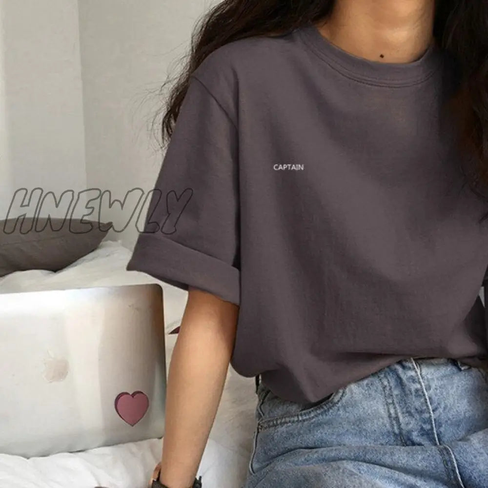 Hnewly Short Sleeve T-shirts Women Summer Embroidery Loose Korean Style Simple All-match Trendy Causal Chic Girls Ins BF Tees Daily New Trendy Summer Fits