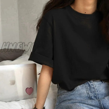 Hnewly Short Sleeve T-shirts Women Summer Embroidery Loose Korean Style Simple All-match Trendy Causal Chic Girls Ins BF Tees Daily New Trendy Summer Fits