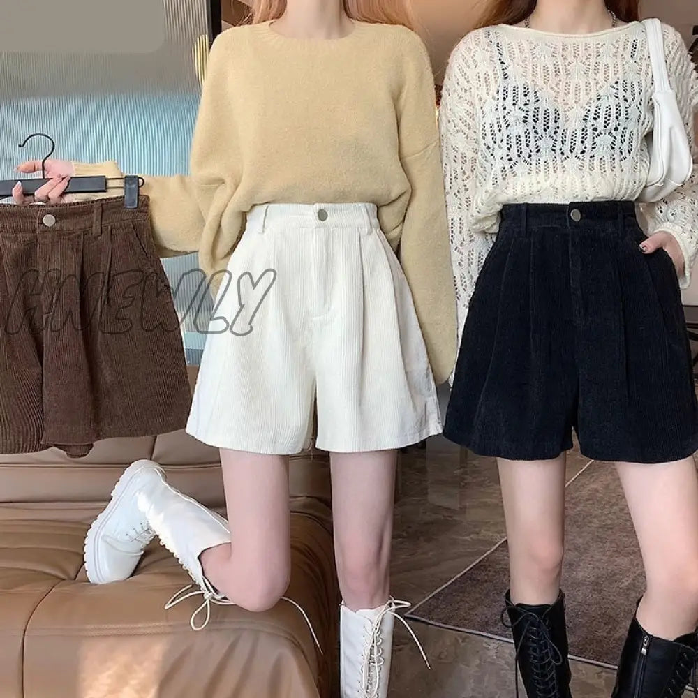 xsrrr Shorts Women Autumn College Friends Simple Pure Corduroy New Arrival Mujer Cozy Design Casual Fashion Basic Feminino Ulzzang Ins