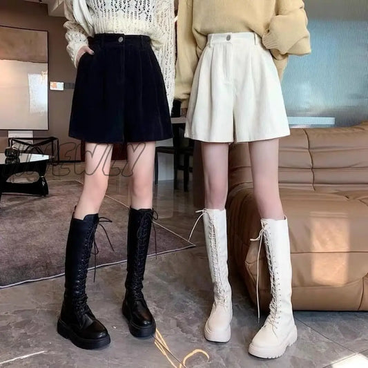 xsrrr Shorts Women Autumn College Friends Simple Pure Corduroy New Arrival Mujer Cozy Design Casual Fashion Basic Feminino Ulzzang Ins