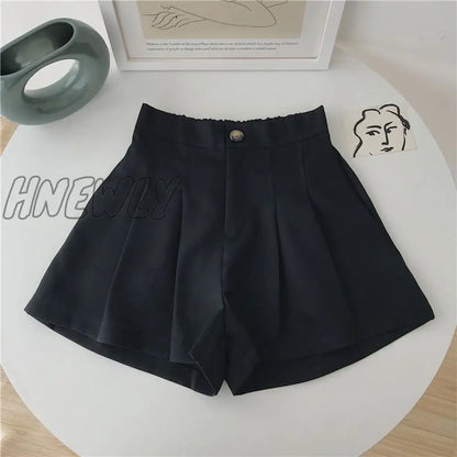 xsrrr Shorts Women Fashion Simple Casual Solid Comfortable High Waist Trousers Ulzzang Pleated Chic Summer Student Female Clothing