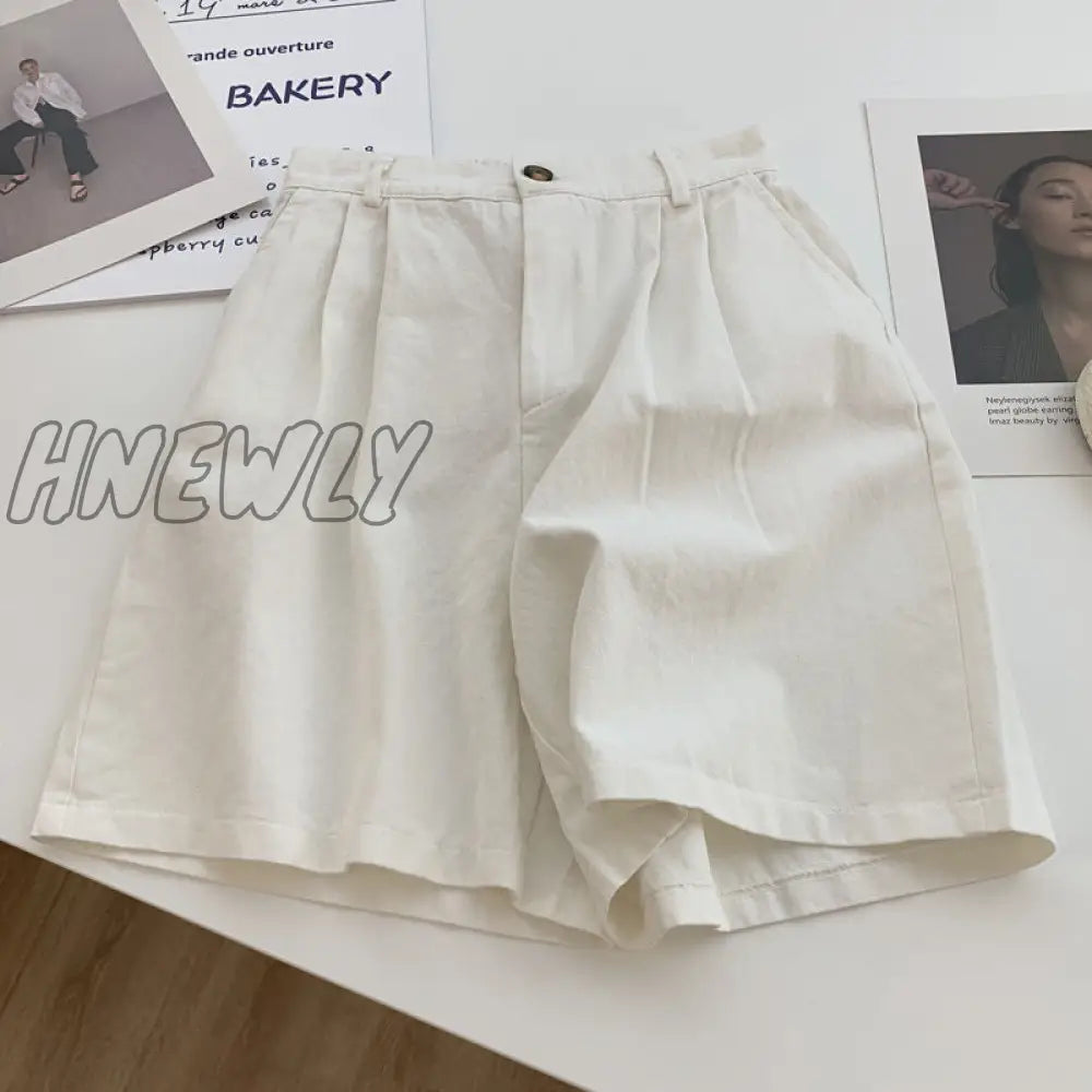 Hnewly Shorts Women Loose L-4XL Students Trouser Simple Soft Daily Solid Fashion Designer Leisure Summer Colorful High Waist All-match