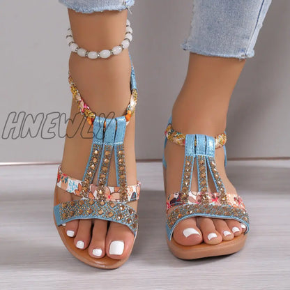 xsrrr - Silver Casual Patchwork Rhinestone Fish Mouth Out Door Wedges Shoes (Heel Height 1.57in)