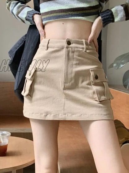 xsrrr Skirts Women Retro Slim Sexy Design Simple Pure Ulzzang All-match Daily Streetwear Popular Safari Style Mini Faldas Summer Denim